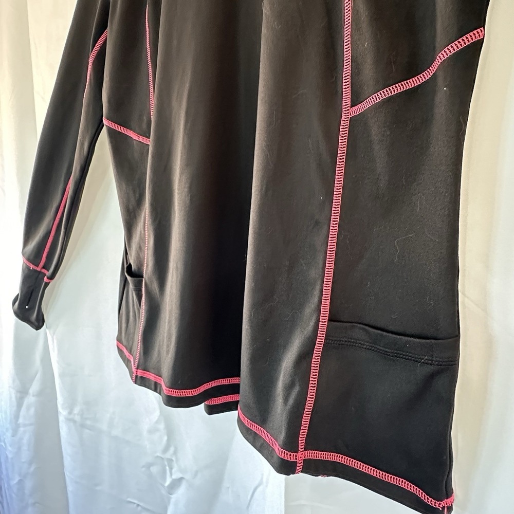 Everlast Black Pink Activewear Top Size L Women's 1/4 Zip Long Sleeve Thumbholes - Picture 6 of 12